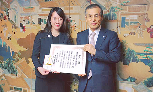 With Osaka University President Nishio